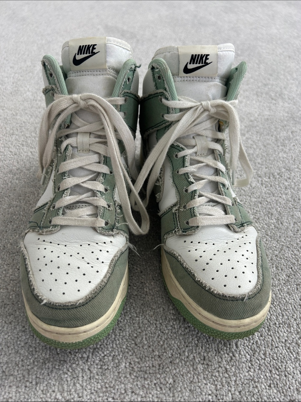 Nike High-Top Sneakers in White and Sage